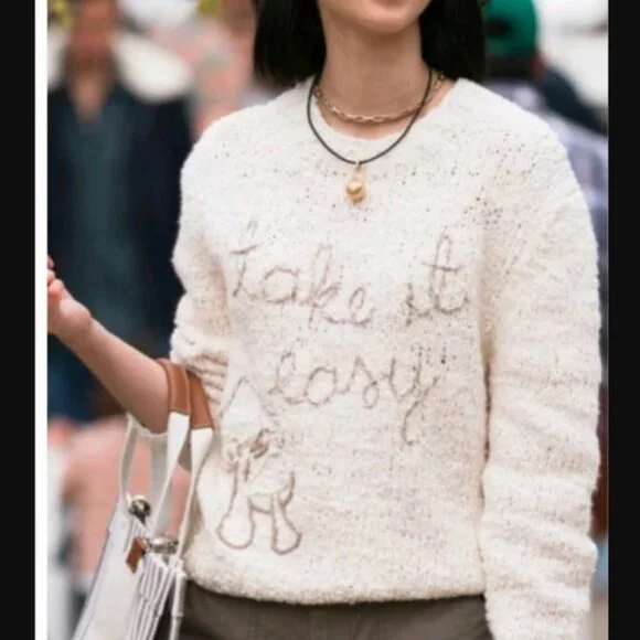 LINGUA FRANCA "take it easy" goop travel fave bouclé-cotton knit sweater $495 m - Picture 3 of 13